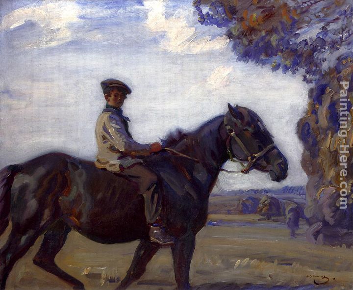 Riding Bareback painting - Sir Alfred James Munnings Riding Bareback art painting